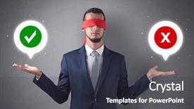  Presentation with blindfolded - Colorful PPT layouts enhanced with reckoner - blindfolded businessman with checked backdrop and a  colored foreground
