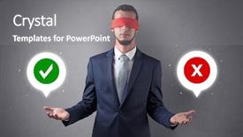  Presentation with blindfolded - Beautiful PPT layouts featuring reckoner - blindfolded businessman with checked backdrop and a gray colored foreground