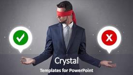  Presentation with blindfolded - Slides consisting of reckoner - blindfolded businessman with checked background and a  colored foreground