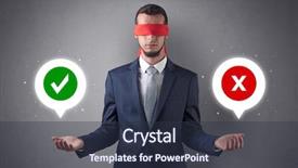  Presentation with blindfolded - Presentation design with reckoner - blindfolded businessman with checked background and a  colored foreground