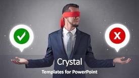  Presentation with blindfolded - Slide set enhanced with reckoner - blindfolded businessman with checked background and a  colored foreground