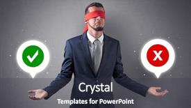  Presentation with blindfolded - Amazing PPT theme having reckoner - blindfolded businessman with checked backdrop and a  colored foreground