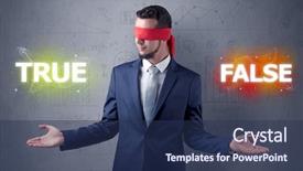  Presentation with eye - Cool new presentation theme with reckoner - businessman with red ribbon backdrop and a  colored foreground