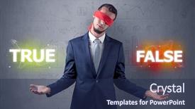  Presentation with eye - Amazing slide deck having reckoner - businessman with red ribbon backdrop and a  colored foreground