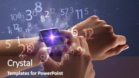  Presentation with people hold hand around globe - Audience pleasing PPT theme consisting of reckoner - close up female naked hand backdrop and a  colored foreground