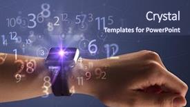  Presentation with female - Audience pleasing presentation theme consisting of reckoner - close up female naked hand backdrop and a ocean colored foreground