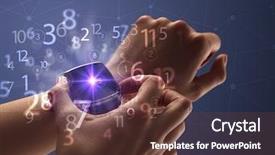  Presentation with people hold hand around globe - Cool new slides with reckoner - close up female naked hand backdrop and a tawny brown colored foreground