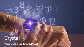  Presentation with people hold hand around globe - PPT layouts with reckoner - close up female naked hand background and a  colored foreground