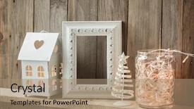  Presentation with white christmas - Colorful PPT theme enhanced with decor on vintage natural wood backdrop and a coral colored foreground