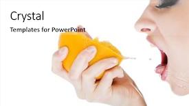  Presentation with job advertising - Presentation theme having reclamation - advertising picture of beautiful woman background and a  colored foreground