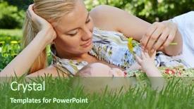  Presentation with mother baby - Slide deck enhanced with reclines on green grass next background and a tawny brown colored foreground