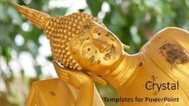  Presentation with thailand - Amazing slide deck having reclining-golden-buddha-statue backdrop and a gold colored foreground