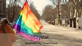  Presentation with gay flag - Audience pleasing PPT theme consisting of recognition day - woman holding gay flag outdoor backdrop and a coral colored foreground