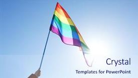  Presentation with gay flag - PPT layouts consisting of recognition day - woman holding gay flag background and a sky blue colored foreground