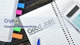  Presentation with done - Cool new presentation theme with recognition excellence - well done text on notepad backdrop and a  colored foreground