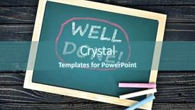  Presentation with chalk board - Slide deck featuring recognition excellence - well done text on school background and a ocean colored foreground