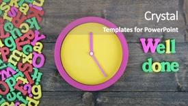  Presentation with done - Colorful PPT layouts enhanced with recognition excellence - well done word on wooden backdrop and a gray colored foreground