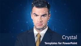  Presentation with face recognition - Audience pleasing presentation theme consisting of recognition-of-a-face backdrop and a navy blue colored foreground