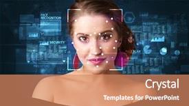  Presentation with face recognition - PPT theme featuring recognizion - digital face recognition system concept background and a coral colored foreground