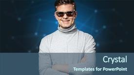  Presentation with face recognition security - PPT layouts with recognizion - face recognition with mesh cyber background and a ocean colored foreground