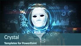  Presentation with face recognition - Slide deck featuring facial recognition system young man background and a ocean colored foreground