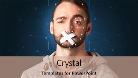  Presentation with face identification - Beautiful PPT layouts featuring recognizion - recognition of a face backdrop and a coral colored foreground