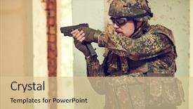  Presentation with nato - Colorful presentation theme enhanced with recon - military soldier with pistol backdrop and a lemonade colored foreground