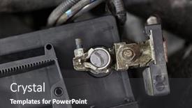  Presentation with battery - Slides featuring reconnecting-car-starter-battery-terminal background and a dark gray colored foreground