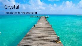  Presentation with maya - Beautiful PPT layouts featuring reconocimiento - mahahual caribbean beach pier backdrop and a light blue colored foreground