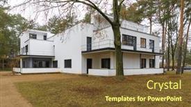  Presentation with house - Theme consisting of reconstructed-bauhaus-masters-house-inhabited background and a tawny brown colored foreground