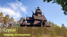  Presentation with church history - Amazing slides having reconstructed wooden gol stave church backdrop and a tawny brown colored foreground