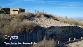  Presentation with civil war - PPT theme featuring reconstruction-of-a-defensive-position background and a navy blue colored foreground