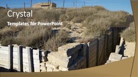  Presentation with civil war - Presentation theme enhanced with reconstruction-of-a-defensive-position background and a violet colored foreground