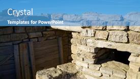  Presentation with civil war - PPT theme consisting of reconstruction-of-a-defensive-position background and a teal colored foreground