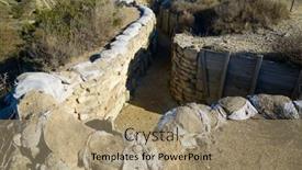  Presentation with civil war - PPT theme with reconstruction-of-a-defensive-position background and a coral colored foreground