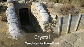  Presentation with civil war - PPT theme with reconstruction-of-a-defensive-position background and a violet colored foreground