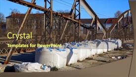  Presentation with romania - Presentation theme with reconstruction-of-a-historical-metalbridge background and a tawny brown colored foreground