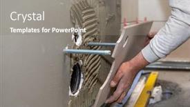  Presentation with ceramic tiles - Slide set enhanced with reconstruction-of-bathroom-or-toilet background and a  colored foreground