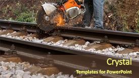  Presentation with railway - Theme featuring reconstruction of the railway -worker background and a tawny brown colored foreground