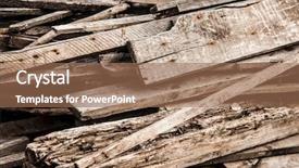  Presentation with building reconstruction - Presentation design having reconstrution - pile of boards background and a coral colored foreground