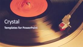  Presentation with record player - Colorful presentation design enhanced with record - vintage vinyl player retro film backdrop and a wine colored foreground