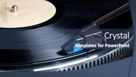  Presentation with old album - Slide set featuring record-album-playing background and a ocean colored foreground