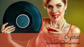  Presentation with vinyl record - PPT layouts featuring record and drink martini cocktail background and a red colored foreground