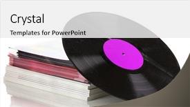  Presentation with vinyl record - Cool new presentation theme with record and stack of magazine backdrop and a white colored foreground