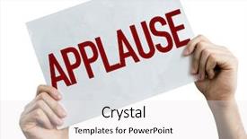  Presentation with record - Presentation theme featuring record celebration - applause placard isolated on white background and a white colored foreground