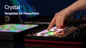  Presentation with record - Amazing PPT layouts having record celebration - dj hand remixing music backdrop and a navy blue colored foreground