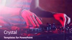  Presentation with colorful celebration - Audience pleasing slide set consisting of record celebration - dj playing music at mixer backdrop and a violet colored foreground