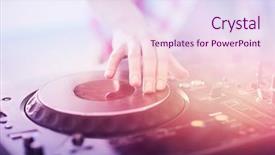  Presentation with record - Audience pleasing presentation design consisting of record celebration - dj playing music at mixer backdrop and a sky blue colored foreground
