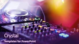  Presentation with party - Cool new PPT theme with record celebration - dj playing music at mixer backdrop and a violet colored foreground