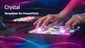  Presentation with controller - Colorful slide deck enhanced with record celebration - hand mixing music on midi backdrop and a navy blue colored foreground